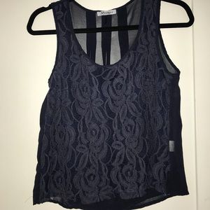 Lace front navy shirt